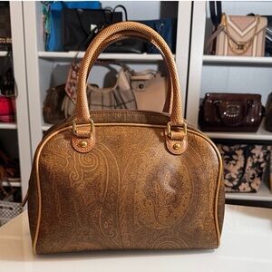 Etro Brown Paisley Satchel Rare